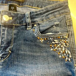 Never worn WHBM crystal studded jeans, Sz 2
